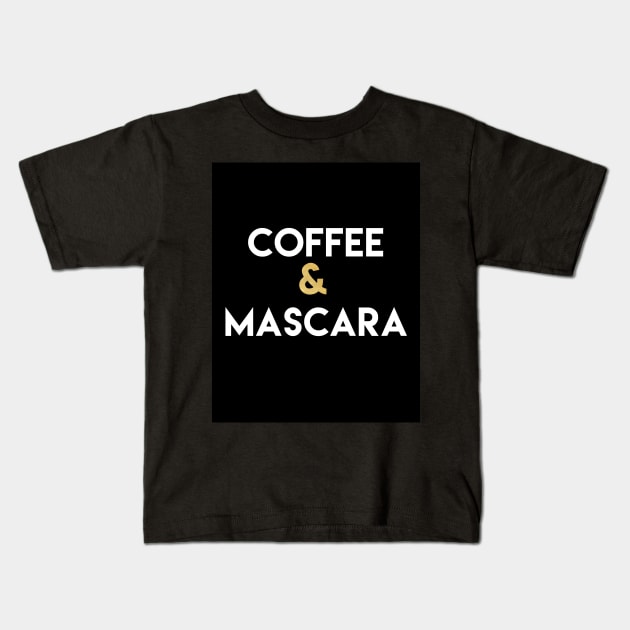 COFFEE AND MASCARA Kids T-Shirt by deificusArt